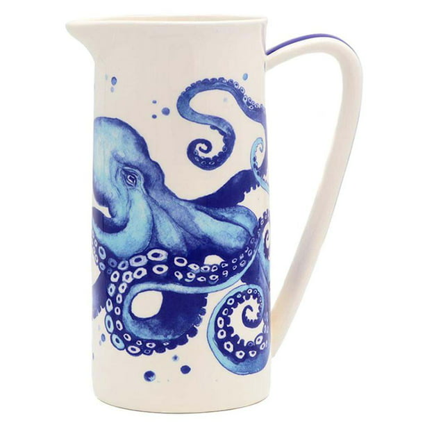 Ceramic Octopus Themed Pitcher Juice Wine Jug Home Nautical Decor Planter Gift